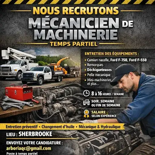 Recrutement Mécanicien Arboria